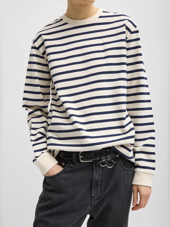 Tibi Tops - Tibi Tibi Striped Perfect Unisex Long Sleeve T-Shirt